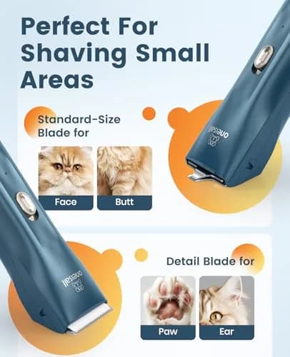 oneisall Quiet Pet Clippers for Cat Matted Hair, Cordless Cat Hair Trimmer with Storage Bag | Low Noise Under 50 dB thumbnail 3