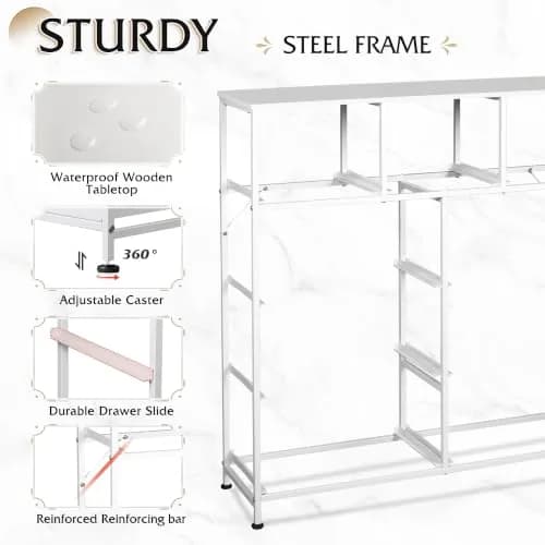 WLIVE Tall Dresser for Bedroom, 9 Drawer Chest of Drawers, White | Modern Fabric Storage Tower with Steel Frame thumbnail 6