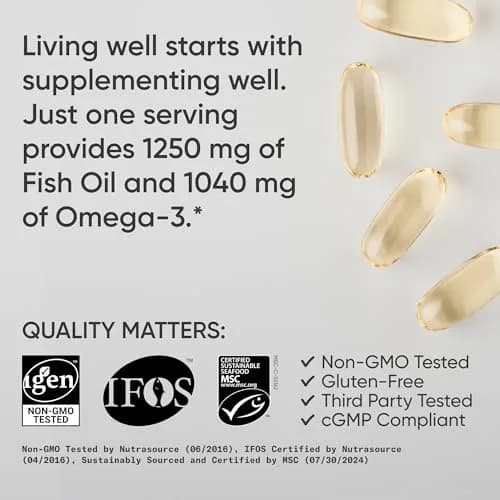 Sports Research Triple Strength Omega 3 Fish Oil 1250 mg 240 Count | Heart, Brain & Immune Support thumbnail 4