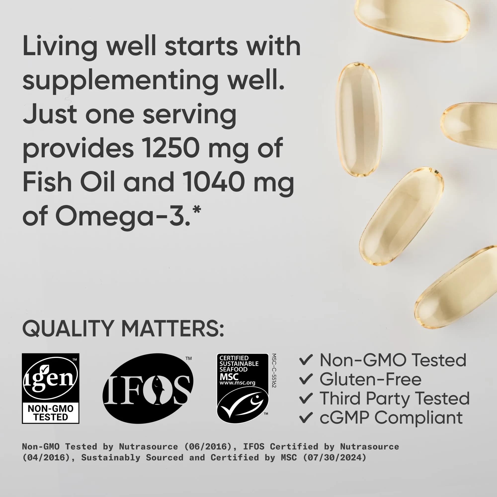 Sports Research Triple Strength Omega 3 Fish Oil 1250 mg 240 Count | Heart, Brain & Immune Support - view 4