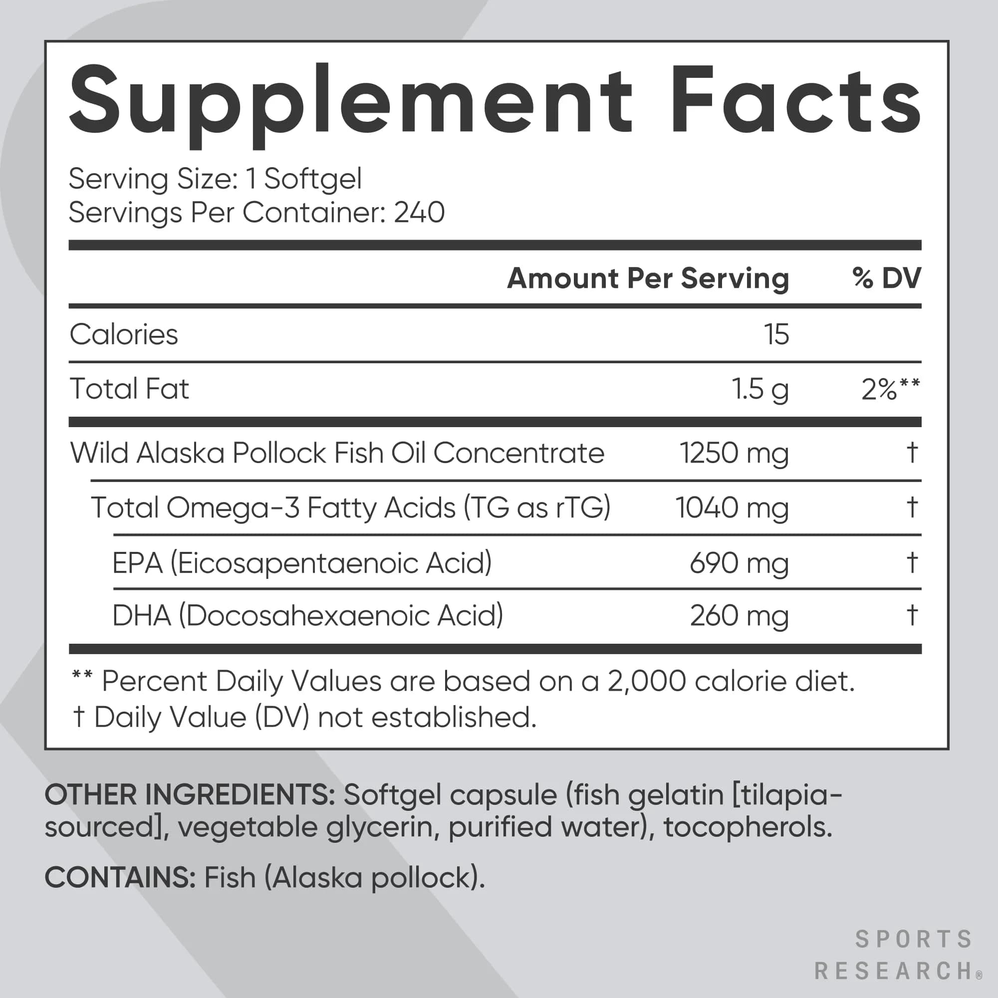 Sports Research Triple Strength Omega 3 Fish Oil 1250 mg 240 Count | Heart, Brain & Immune Support - view 5