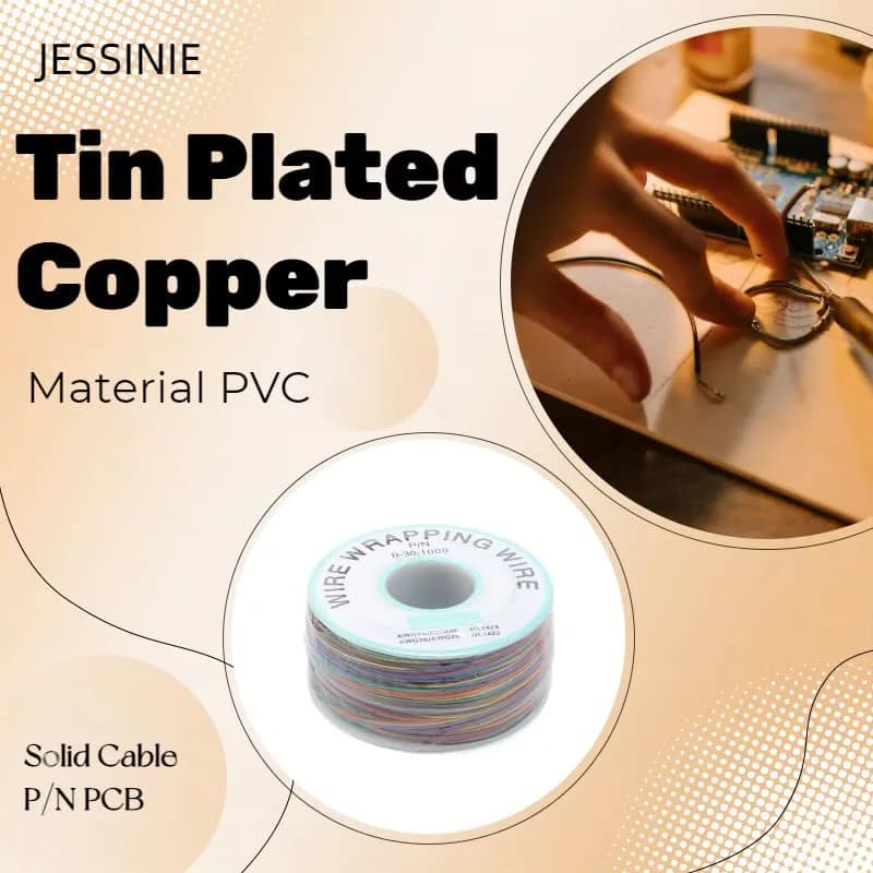 JESSINIE 8-Color Electronic Wire - 30 AWG Single Core, 250M | Tinned Copper Solid Cable for Circuit Boards thumbnail 5