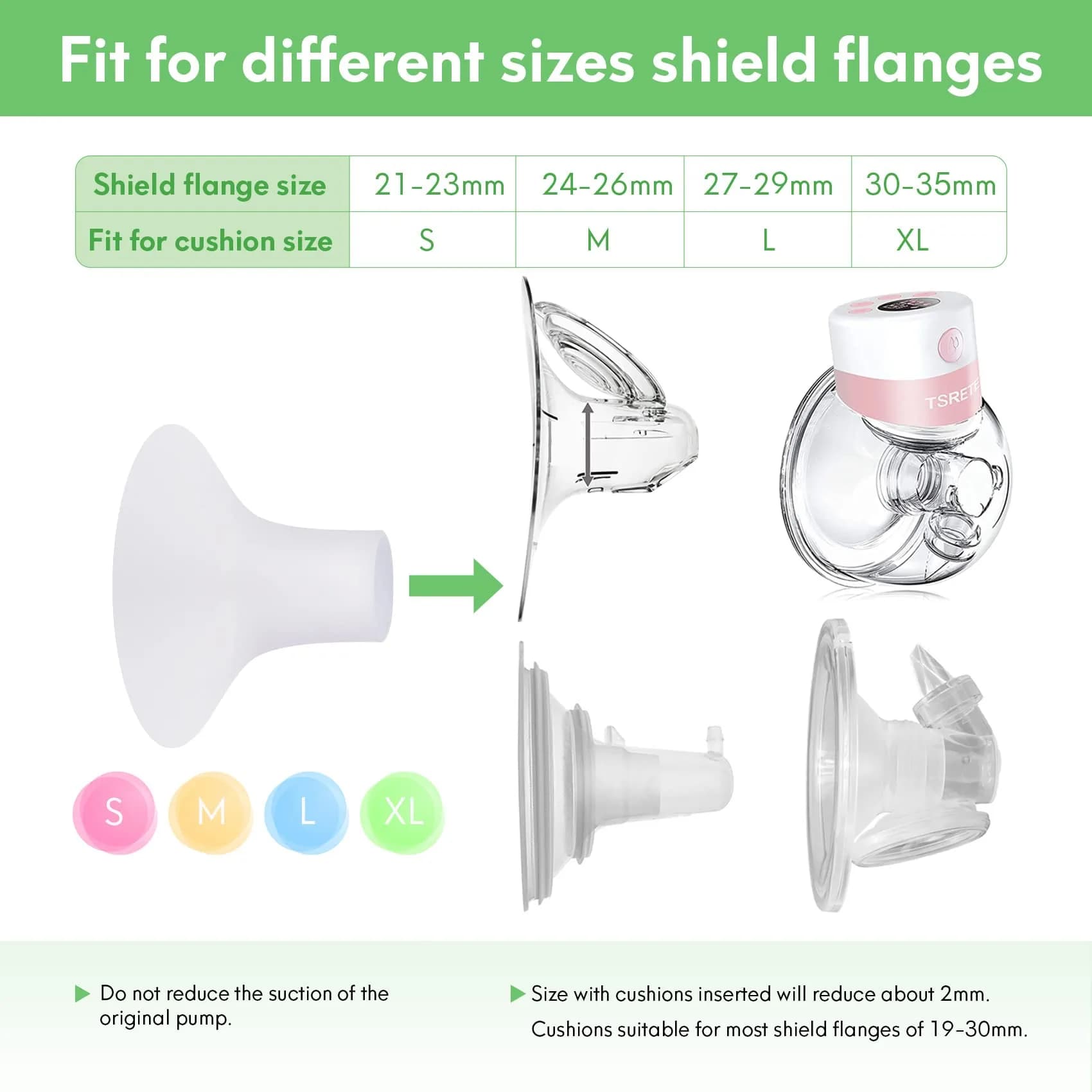 Mompmuir Breast Pump Cushion Insert (M, 2 pc) | Silicone Flange Sizing for Spectra & Medela Pumps - view 4