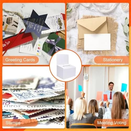 GRAWUN 12 Pack Cardboard Ballot Box with Slot 6.5x4.5x4.5 Inch | White Glossy Suggestion Box for Elections & Donations thumbnail 5