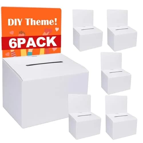 GRAWUN 6 Pack Cardboard Ballot Box with Slot | Office Suggestion Box for Feedback & Voting thumbnail 1