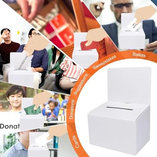 GRAWUN 6 Pack Cardboard Ballot Box with Slot | Office Suggestion Box for Feedback & Voting thumbnail 4