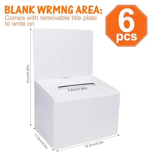 GRAWUN 6 Pack Cardboard Ballot Box with Slot | Office Suggestion Box for Feedback & Voting thumbnail 2