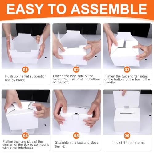 GRAWUN 6 Pack Cardboard Ballot Box with Slot | Office Suggestion Box for Feedback & Voting thumbnail 3