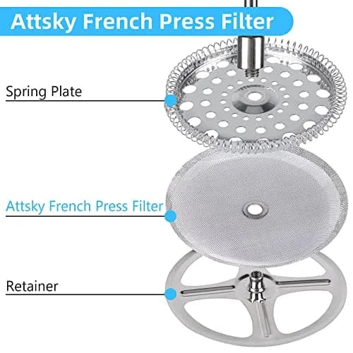 Attsky French Press Filter Replacement 4 Inch Stainless Steel Mesh | Reusable, Durable & Easy to Clean thumbnail 4