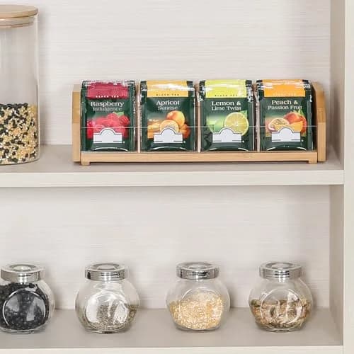 TIOPGHAD Small Bamboo Tea Bag Organizer 1 Tier Natural | Compact & High Capacity thumbnail 5