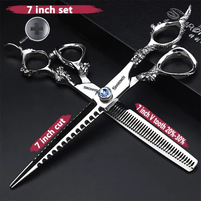 SHARONDS 7 Inch Dragon Hair Cutting Shears - 2 Piece Set (Dragon Design) - view 2