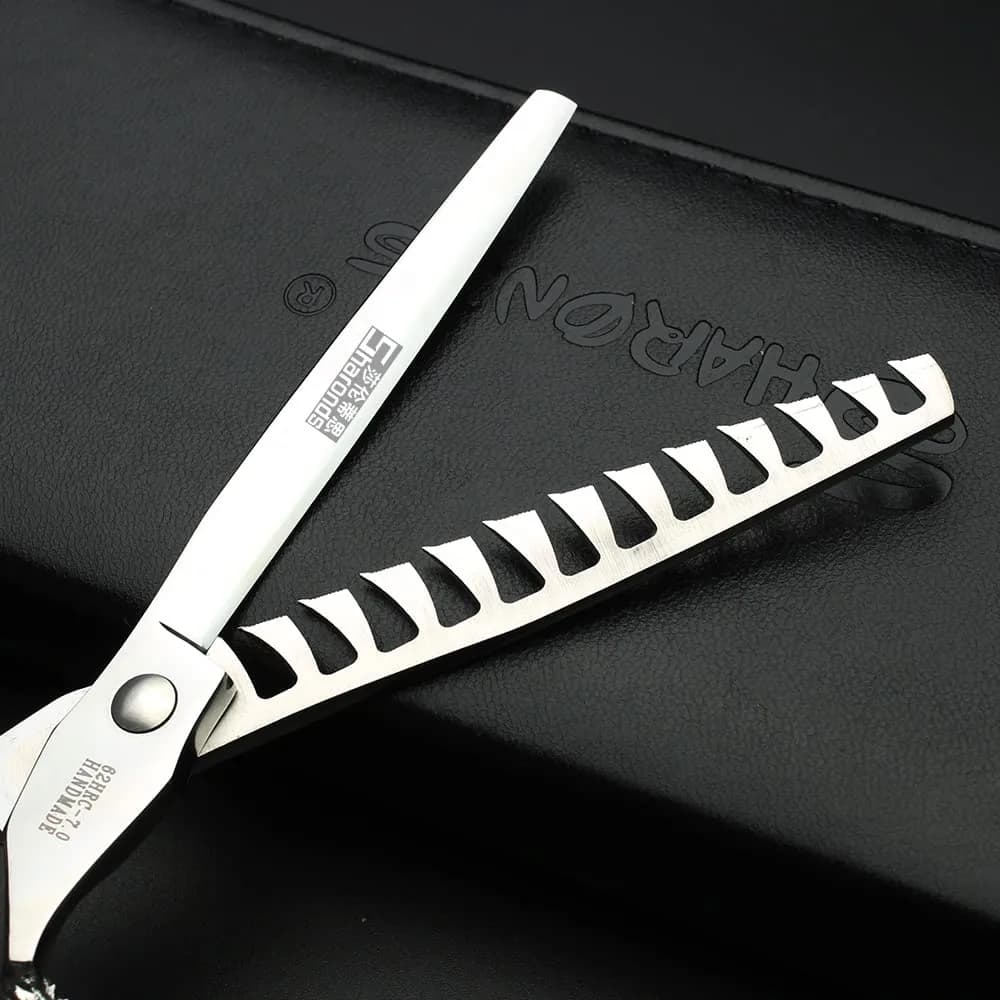 SHARONDS 7 Inch Dragon Hair Cutting Shears - Black Titanium Coated, 2-Piece Set - view 5