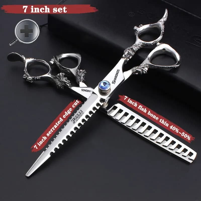 SHARONDS 7 Inch Dragon Hair Cutting Shears - Black Titanium Coated, 2-Piece Set - view 2