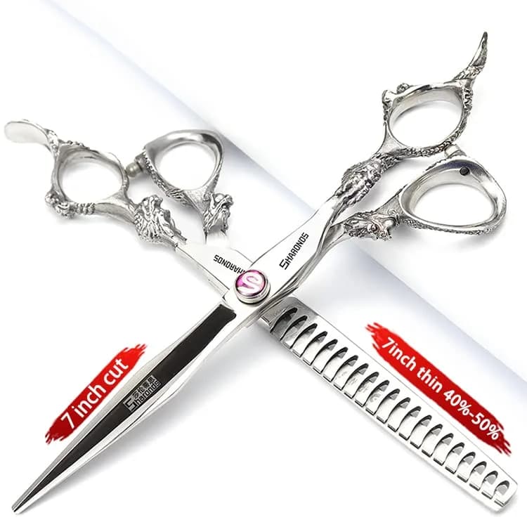 SHARONDS 7 Inch Dragon Hair Cutting Shears - 2 Piece Set (Color: C) - view 2