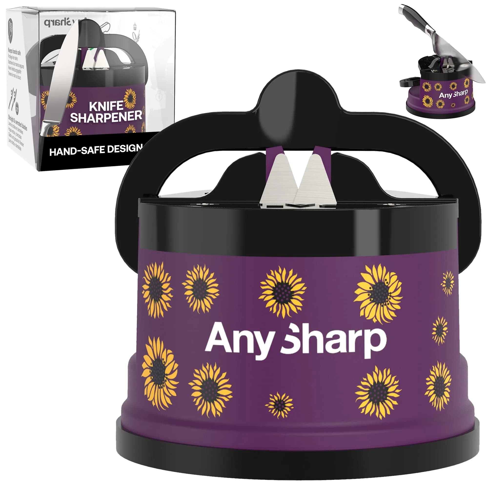 AnySharp Knife Sharpener – Sunflower | Hands-Free, Easy to Use, Compact