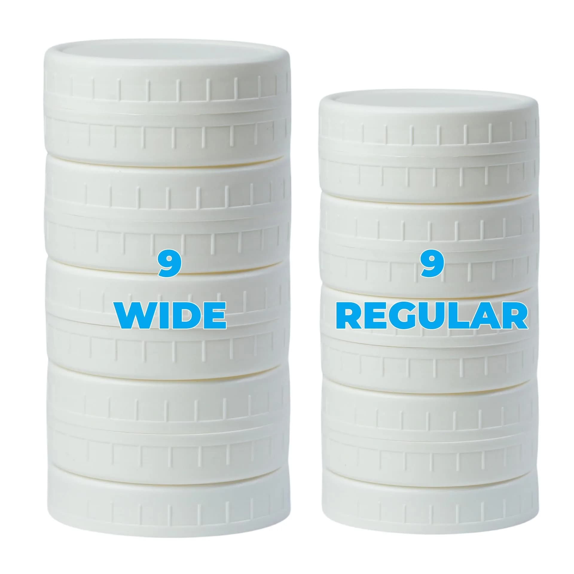 Bedgeta 18 Pack White Mason Jar Lids with Silicone Rings | Wide & Regular Mouth, BPA-Free, Reusable — White