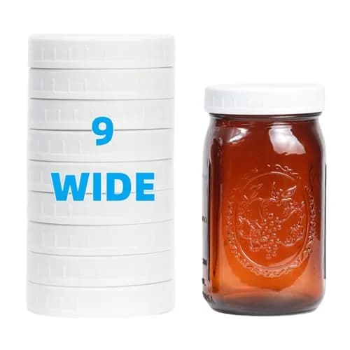 Bedgeta White Wide Mouth Mason Jar Lids (9-Pack, 86mm) | Food-Grade Plastic Storage Caps for Ball & Kerr Jars thumbnail 1
