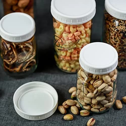 Bedgeta White Wide Mouth Mason Jar Lids (9-Pack, 86mm) | Food-Grade Plastic Storage Caps for Ball & Kerr Jars thumbnail 3