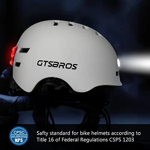 GTSBROS Adult Bike Helmet with LED Lights | Lightweight, Adjustable, Safety Certified for Men Women, Urban Cycling (61-64cm) thumbnail 2