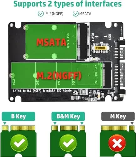 ELUTENG M.2 NGFF/MSATA to SATA Adapter - 2.5" SATA III Converter | Supports B&M Key, Not for M Key thumbnail 4