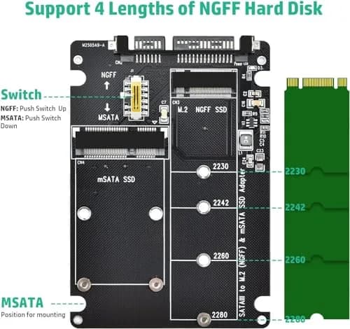 ELUTENG M.2 NGFF/MSATA to SATA Adapter - 2.5" SATA III Converter | Supports B&M Key, Not for M Key thumbnail 5