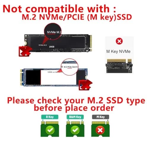 ELUTENG M.2 NGFF/MSATA to SATA Adapter - 2.5" SATA III Converter | Supports B&M Key, Not for M Key thumbnail 2