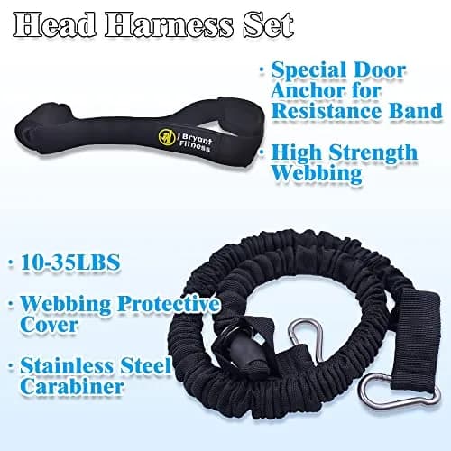 J Bryant Neck Harness Head - Weight Lifting with Resistance Bands - Adjustable Length Neck Training Strap with Door Anchor Neck Strength Training Equipment thumbnail 6