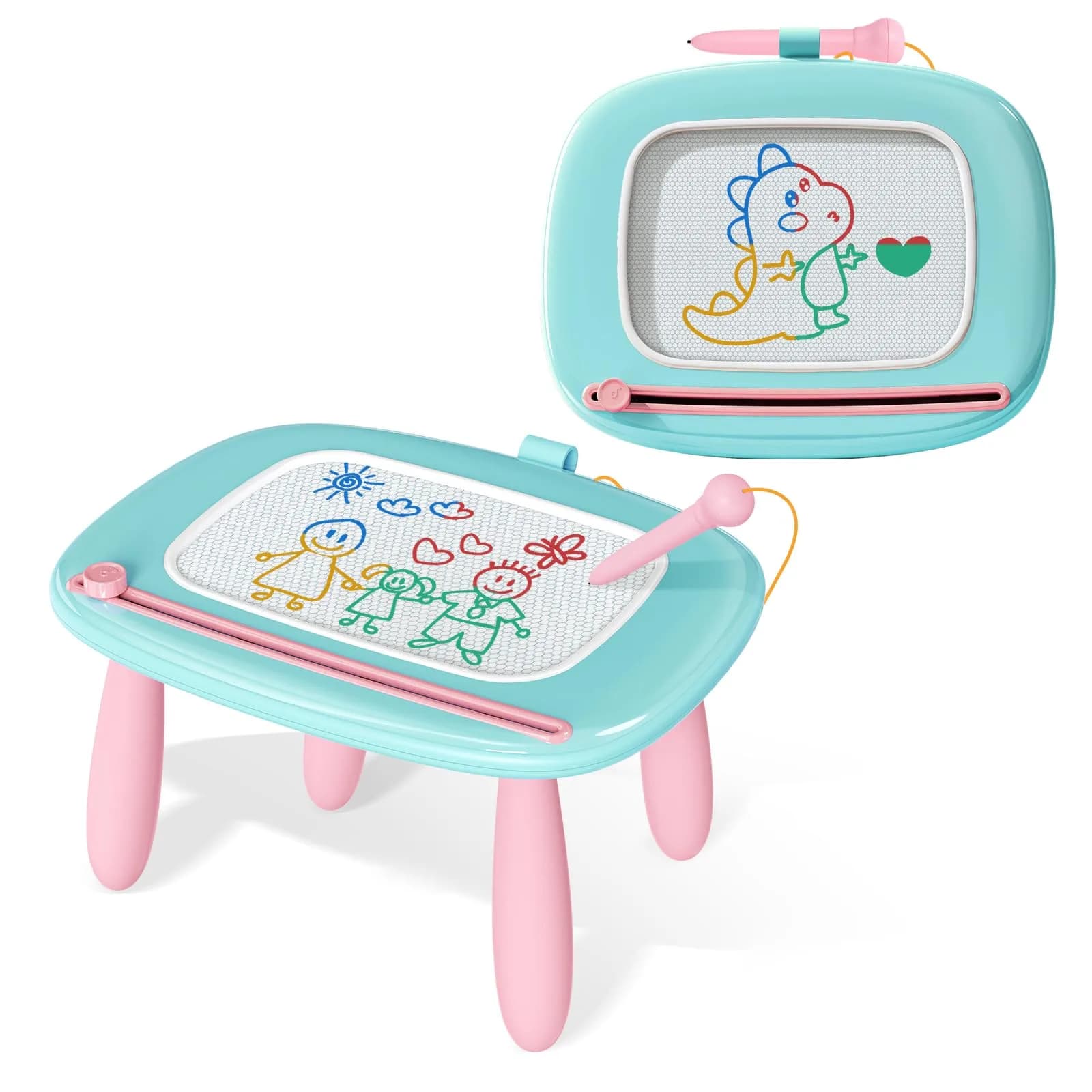 Kikidex Magnetic Drawing Board Toddler Toys Age 1-3 | Mess-Free Doodle Pad for Kids Birthday Gift (Mint Blue)