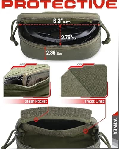 WYNEX Tactical Molle Glasses Pouch, Army Green | 16.5cm (6.5") thumbnail 3