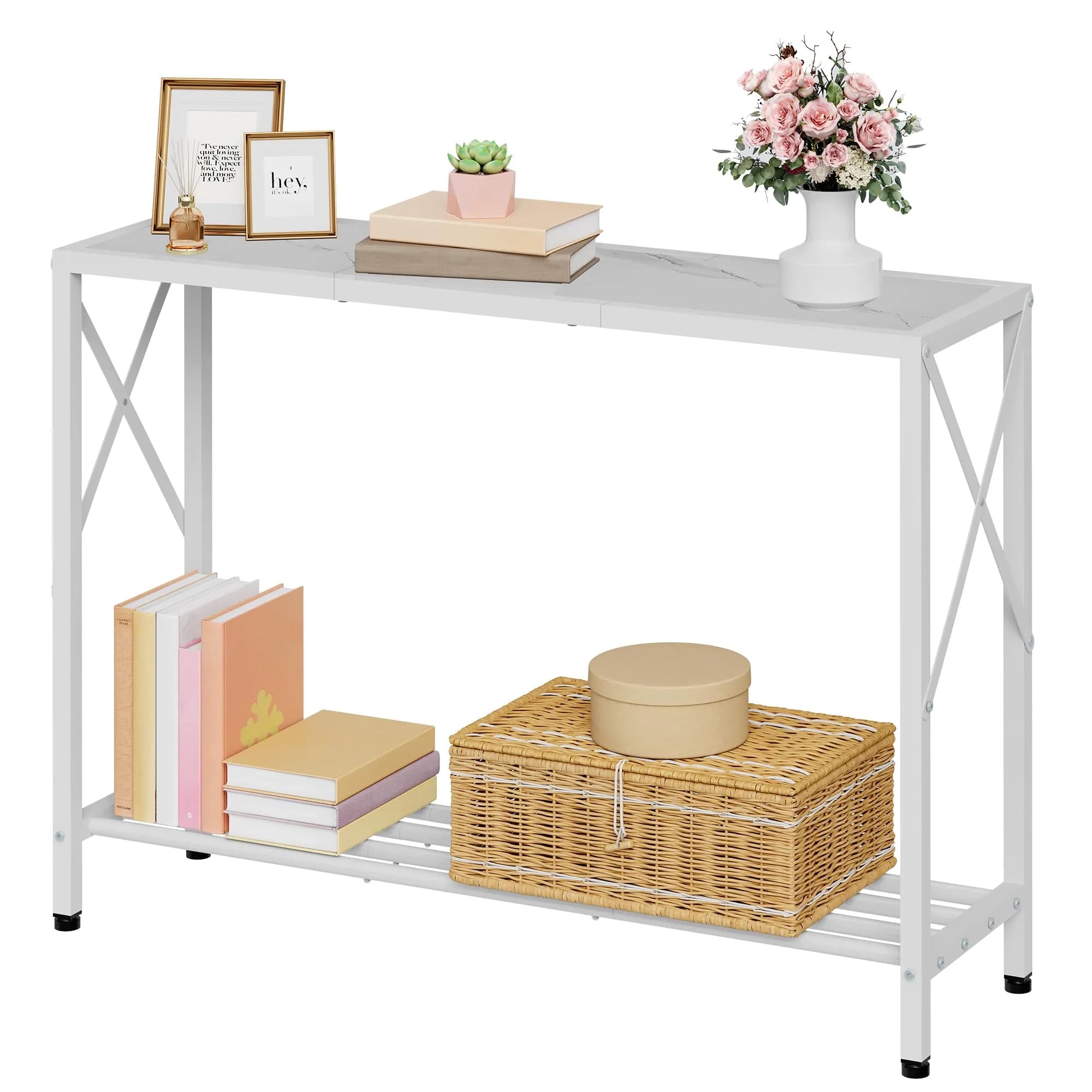 Tajsoon Console Table 41.8" | Modern 2-Tier Entryway with Shelves