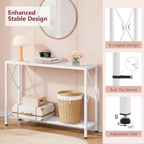 Tajsoon Console Table 41.8" | Modern 2-Tier Entryway with Shelves thumbnail 5