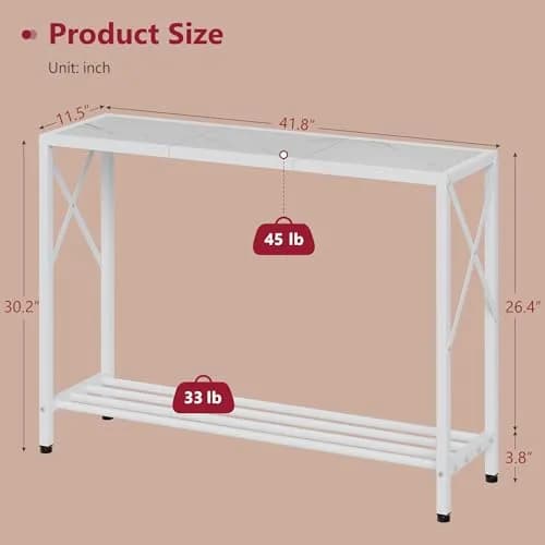Tajsoon Console Table 41.8" | Modern 2-Tier Entryway with Shelves thumbnail 3