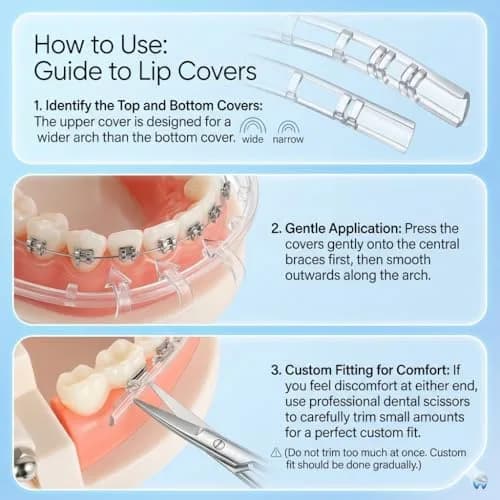 Obrush Comfort Covers for Braces | Orthodontic Mouth Guard & Lip Protector, Clear, 4.2"/3.9" thumbnail 2