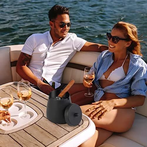 hargtar Outdoor Ashtray with Lid, Black, 190g (6.7 oz) | Windproof Stainless Steel for Patio thumbnail 5