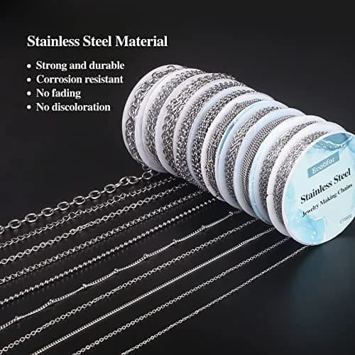 Ecoofor Stainless Steel Jewelry Chain Making Kit 22.5m (78.7ft) | 10 Rolls with Jump Rings & Clasps thumbnail 4