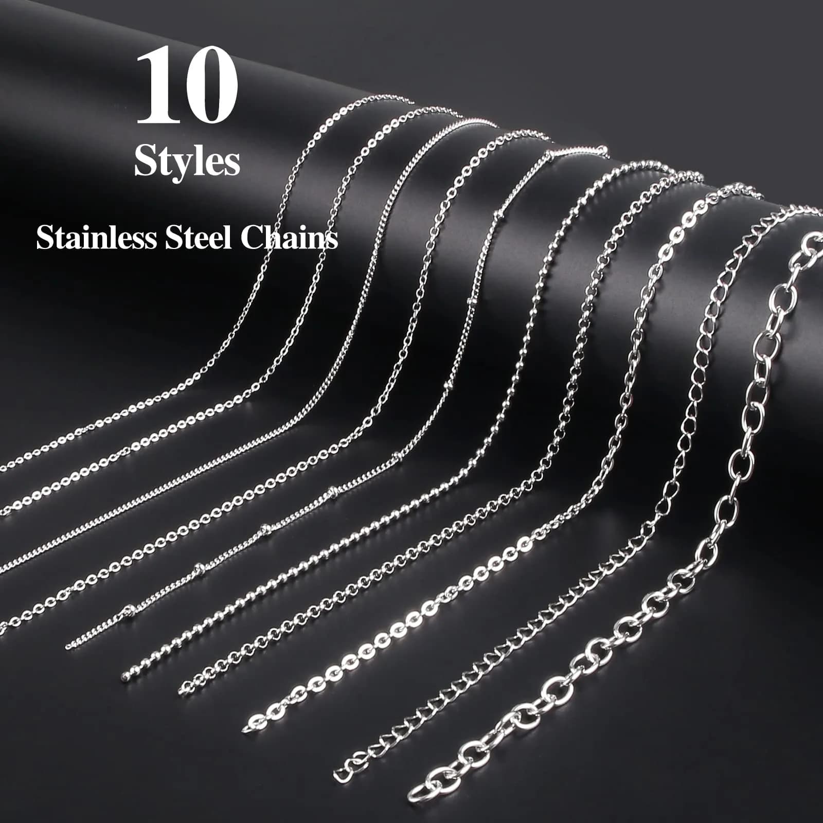 Ecoofor Stainless Steel Jewelry Chain Making Kit 22.5m (78.7ft) | 10 Rolls with Jump Rings & Clasps - view 2