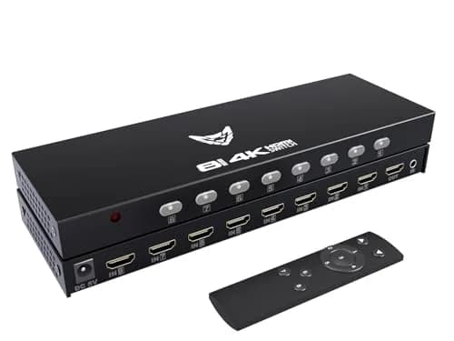 DiamondTiger 8 Port 4K HDMI Switcher Box IR Remote Control PC PS4 Xbox | 4K@30Hz, 8-in-1 Out, Durable Metal Enclosure thumbnail 1