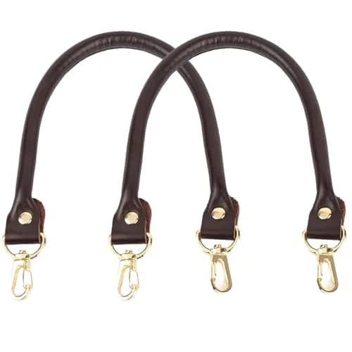 AUEAR Gold 2 Pack Purse Straps Replacement Leather Handbag Handles with Gold Metal Lobster Buckles | Modern Solid thumbnail 1