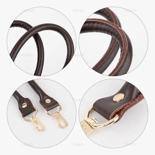 AUEAR Gold 2 Pack Purse Straps Replacement Leather Handbag Handles with Gold Metal Lobster Buckles | Modern Solid thumbnail 8