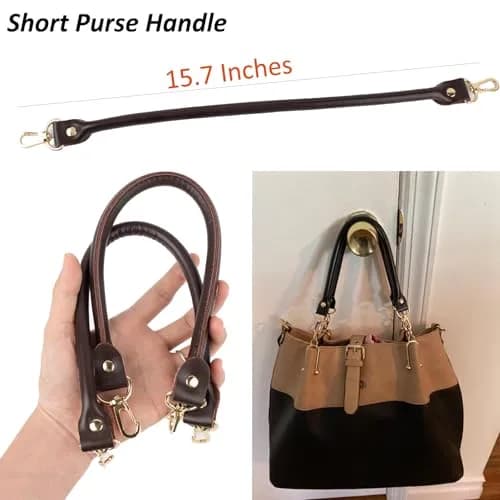 AUEAR Gold 2 Pack Purse Straps Replacement Leather Handbag Handles with Gold Metal Lobster Buckles | Modern Solid thumbnail 2