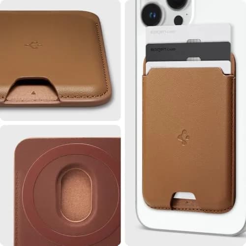 Spigen MagSafe Wallet, Holds 3 Cards | Slim Vegan Leather Card Holder with Strong Magnet thumbnail 3