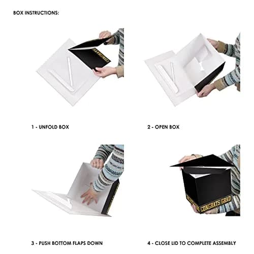 Beistle 3 Piece Black Grad Cap Gift Card Boxes | Graduation Party Supplies thumbnail 5