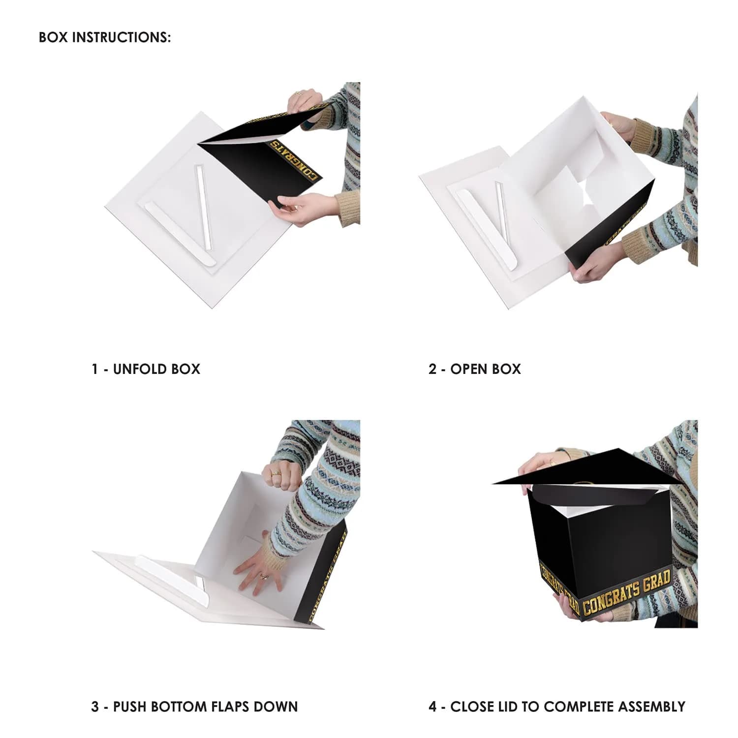 Beistle 3 Piece Black Grad Cap Gift Card Boxes | Graduation Party Supplies - view 5