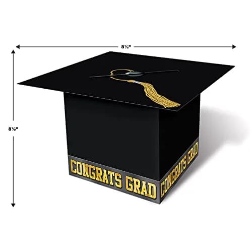 Beistle 3 Piece Black Grad Cap Gift Card Boxes | Graduation Party Supplies thumbnail 2