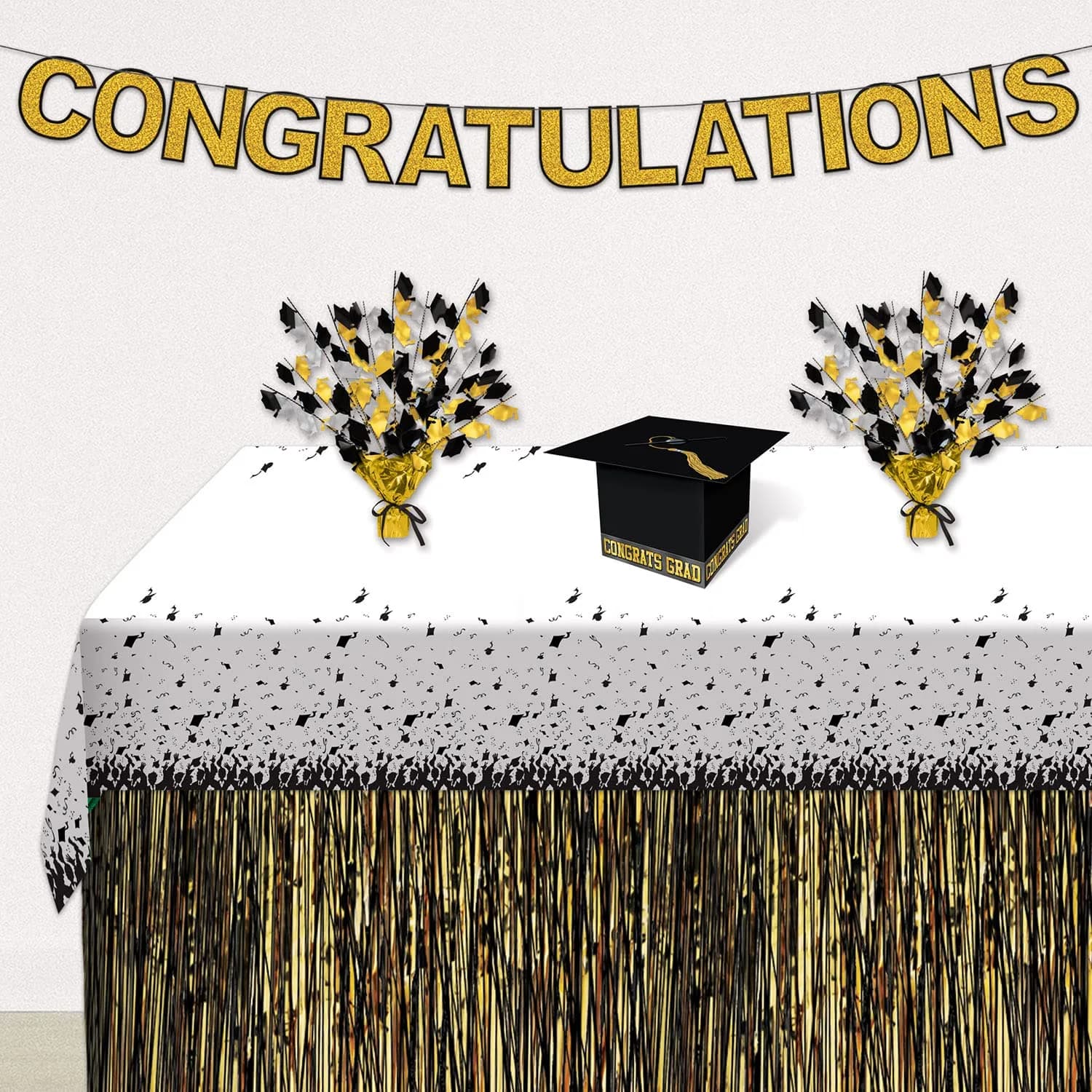 Beistle 3 Piece Black Grad Cap Gift Card Boxes | Graduation Party Supplies - view 3