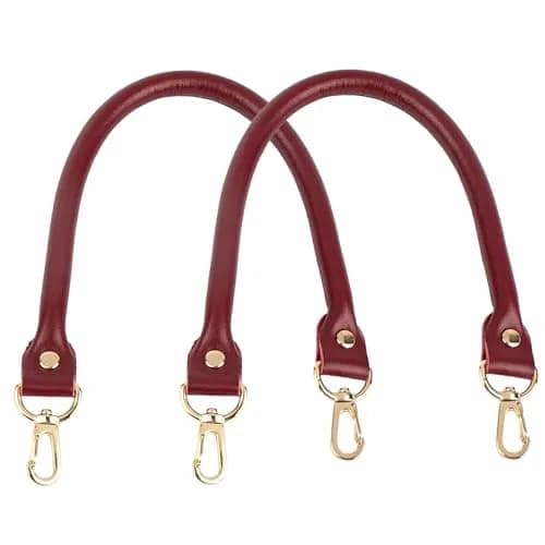 AUEAR Wine Red PU Leather Replacement Purse Straps with Gold Lobster Buckles (15.7 Inches / 40 cm) | Set of 2 for Small Handmade Bags thumbnail 1