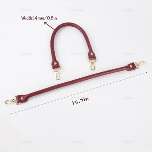 AUEAR Wine Red PU Leather Replacement Purse Straps with Gold Lobster Buckles (15.7 Inches / 40 cm) | Set of 2 for Small Handmade Bags thumbnail 3