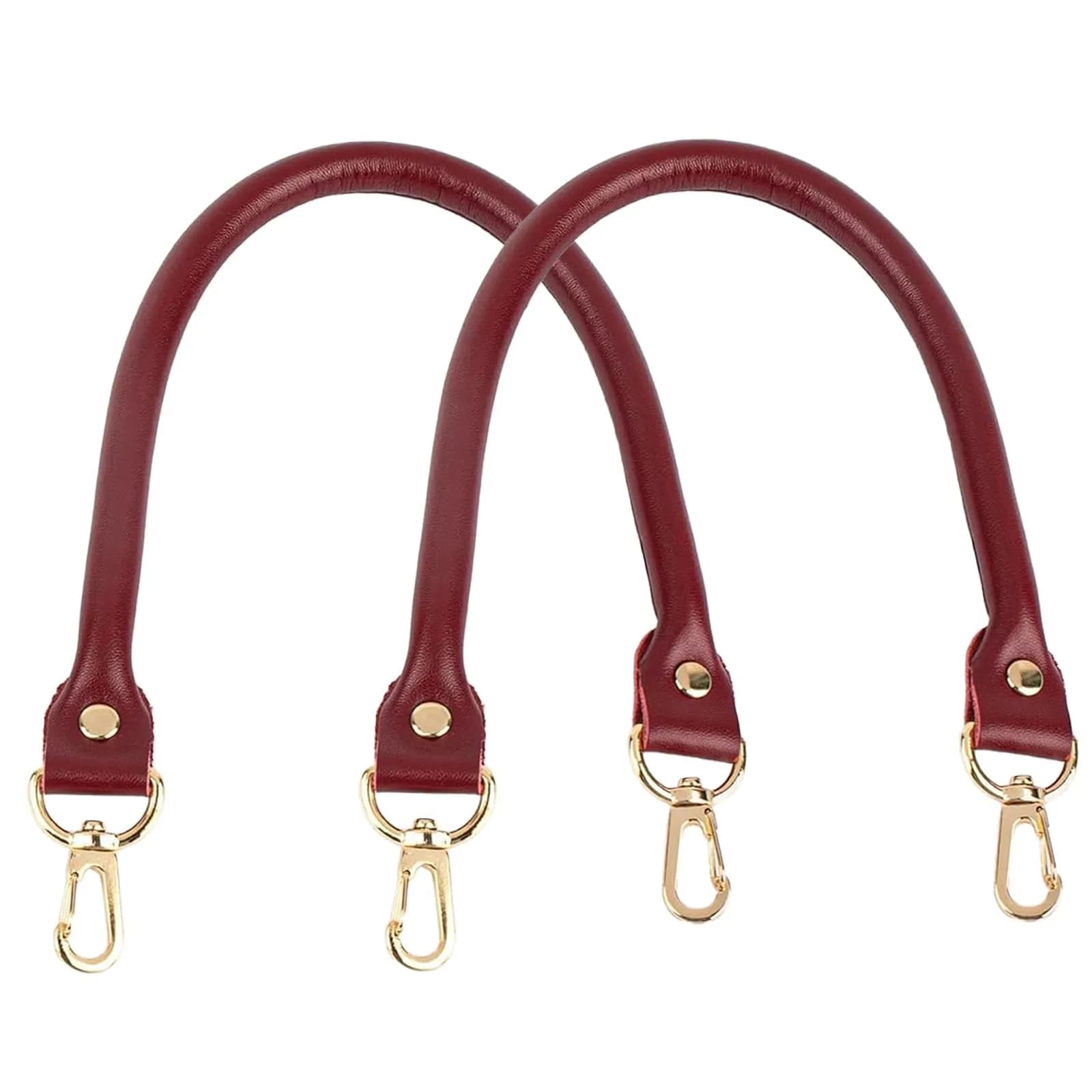 AUEAR Wine Red PU Leather Replacement Purse Straps with Gold Lobster Buckles (15.7 Inches / 40 cm) | Set of 2 for Small Handmade Bags - main product image
