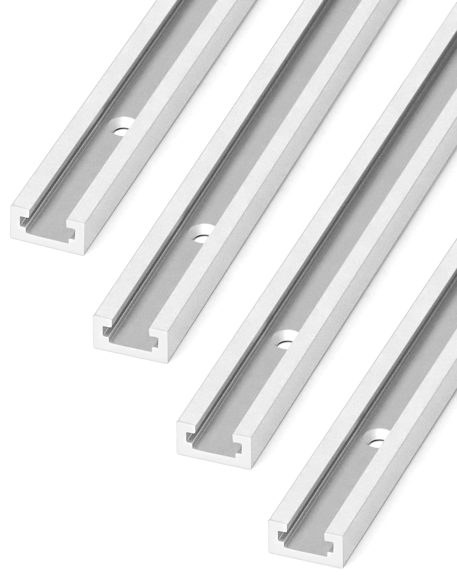 QWORK Aluminum T Track 48 Inch (121.9 cm) - 4 Pack | Universal Double Cut Profile for Woodworking Fixtures — 36inch
