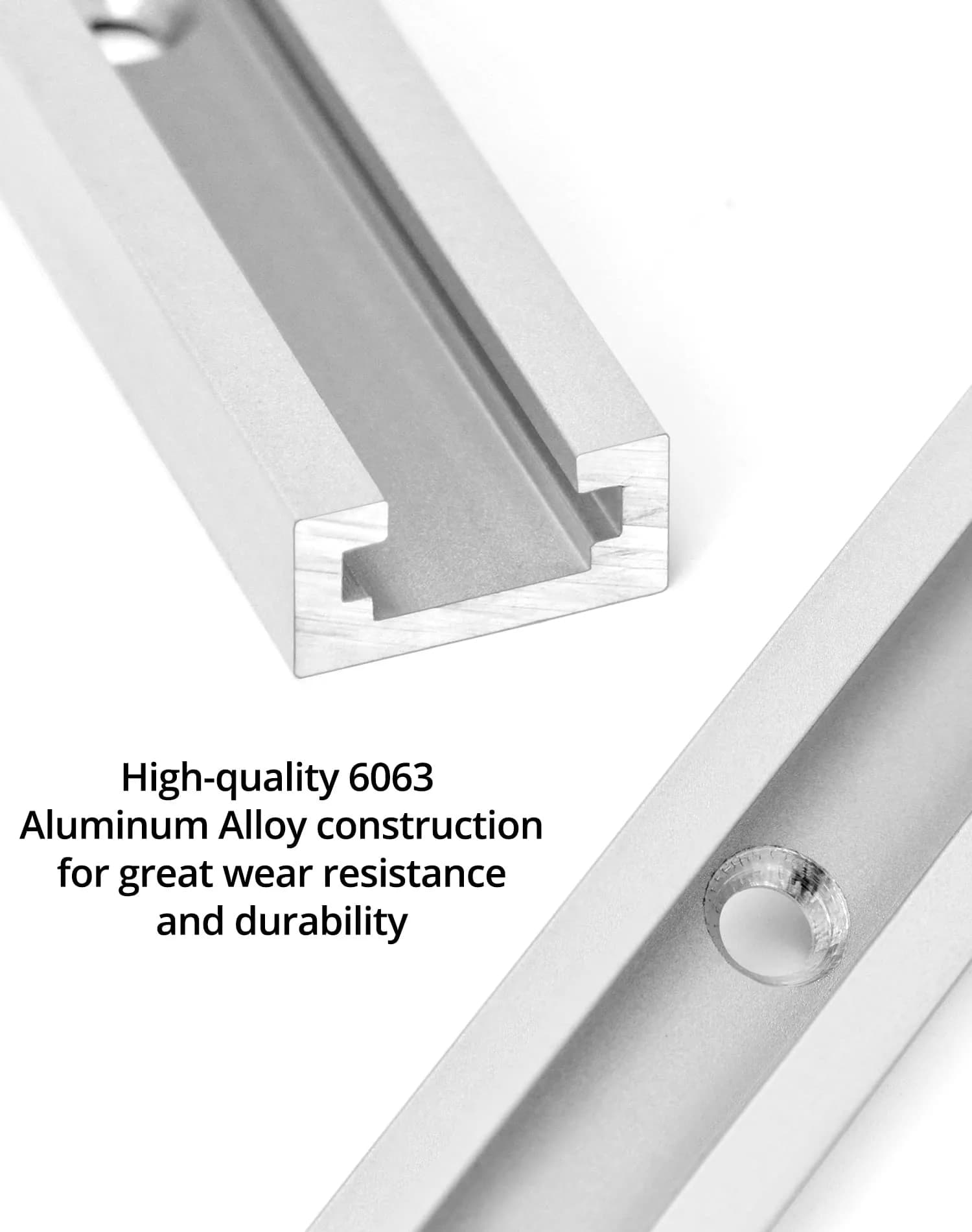 QWORK Aluminum T Track 48 Inch (121.9 cm) - 4 Pack | Universal Double Cut Profile for Woodworking Fixtures - view 5